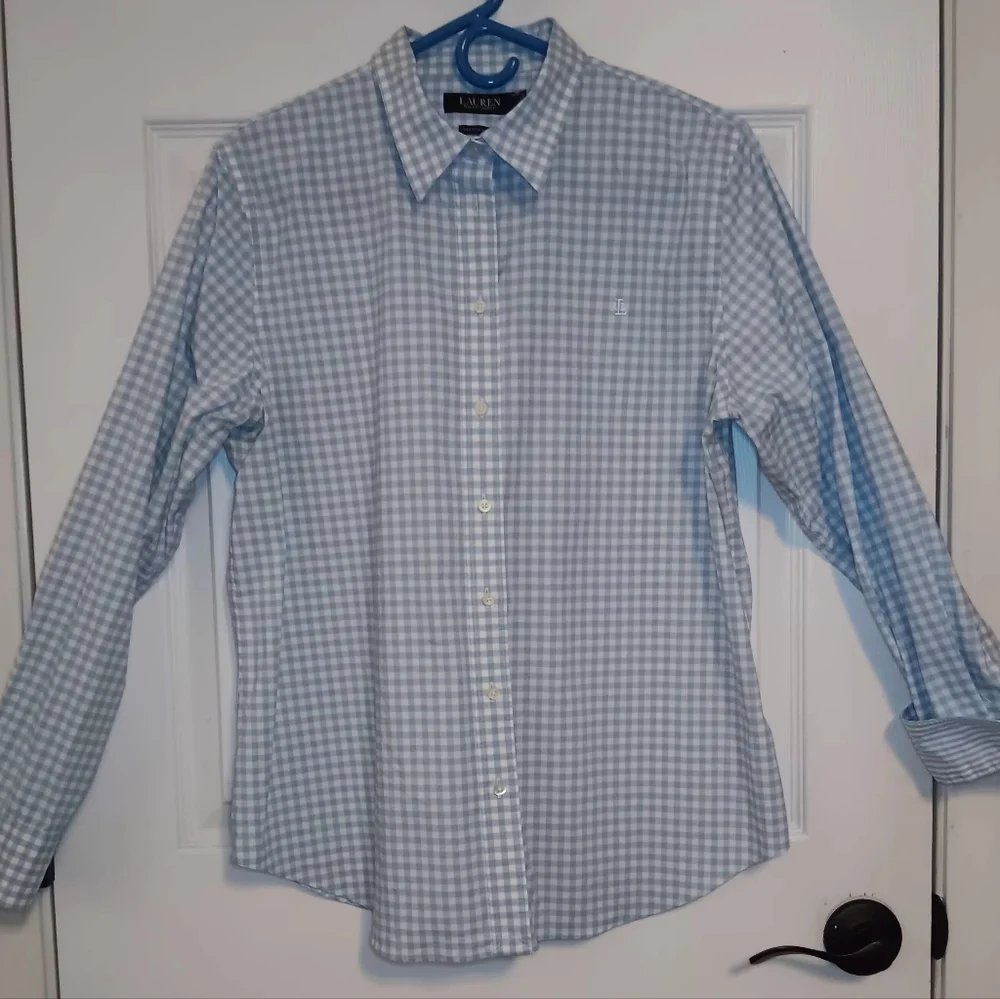 Lauren Ralph Lauren Non Iron Straight Fit Checked Button Front Shirt - Picture 1 of 8